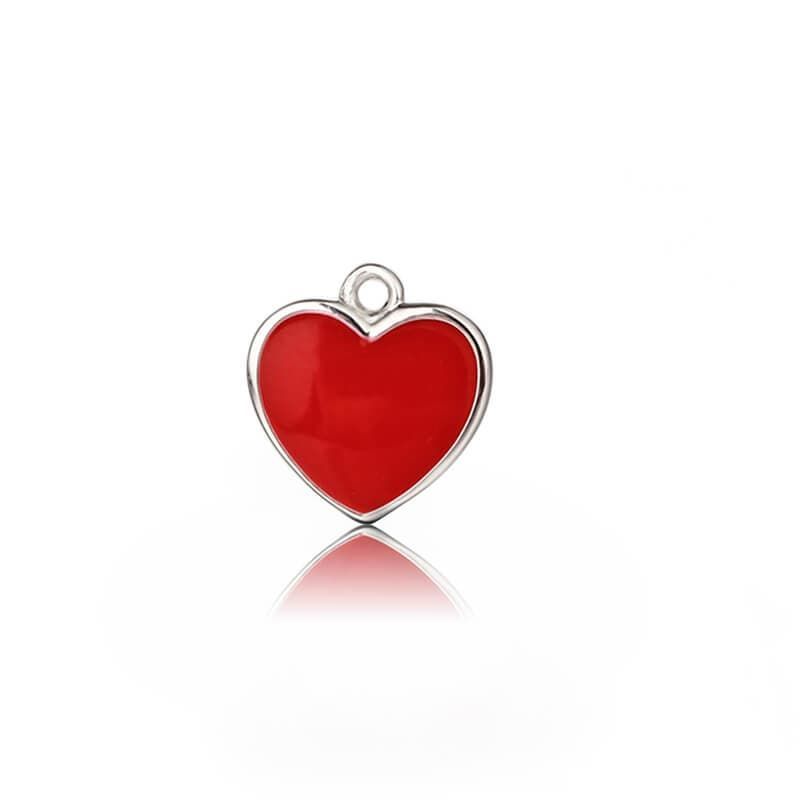 Sterling Silver Mini Red Enamel Heart Charm