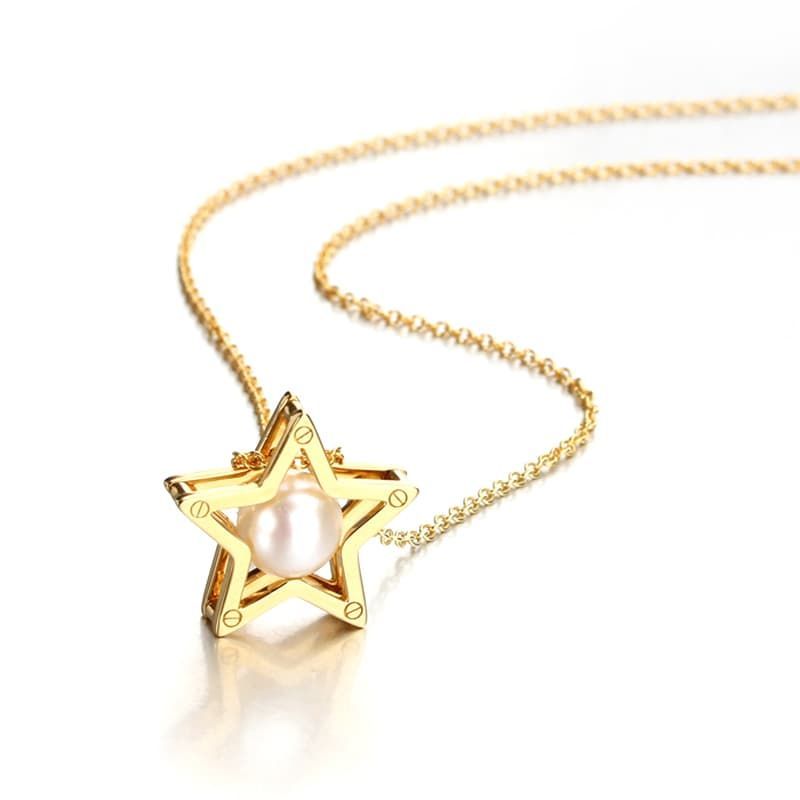 Sterling Silver  Pearl Star Necklace