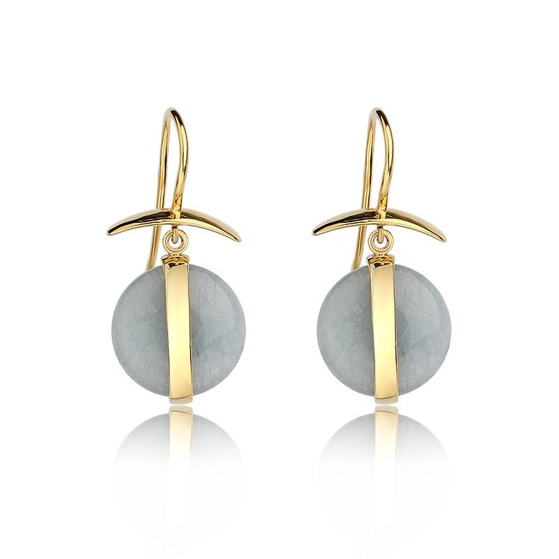 Sterling Silver Flat Gemstone Hook Earrings