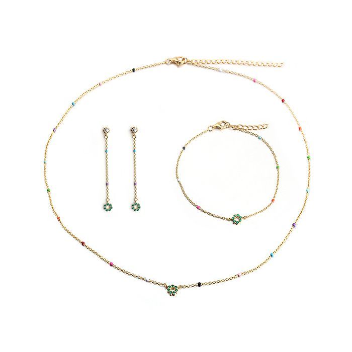Sterling Silver Enamel Bead Chain Jewellery Sets