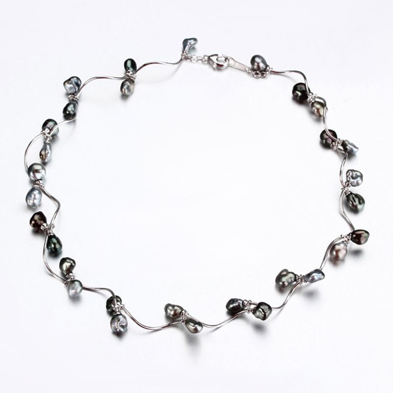 Sterling Silver Tahitian Pearl  Choker Necklace