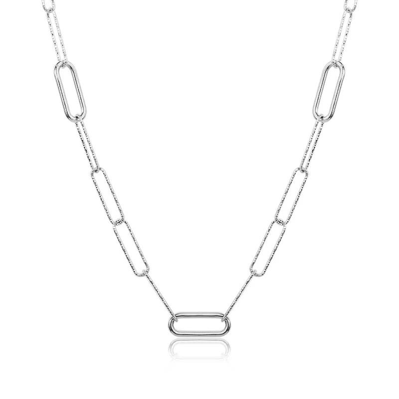 925 Sterling Silver Paperclip Chain Short Necklace