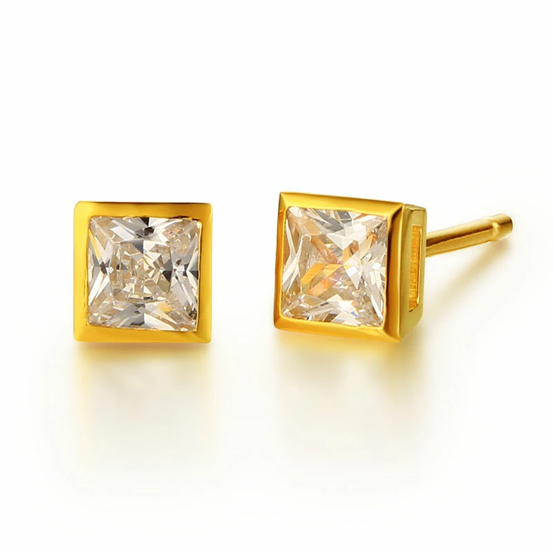 925 Sterling Silver Square Zirconia Stud Earrings