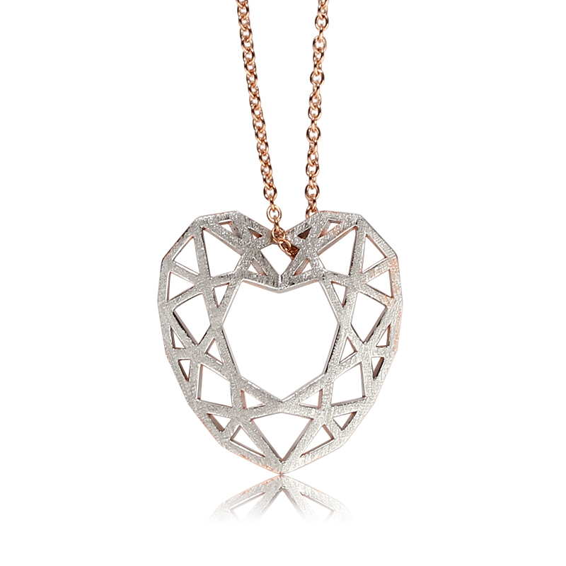 925 Sterling Silver Net Heart Pendant Necklace