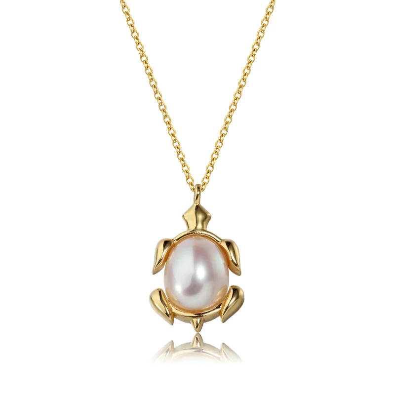 925 Sterling Silver Pearl Turtle Pendant