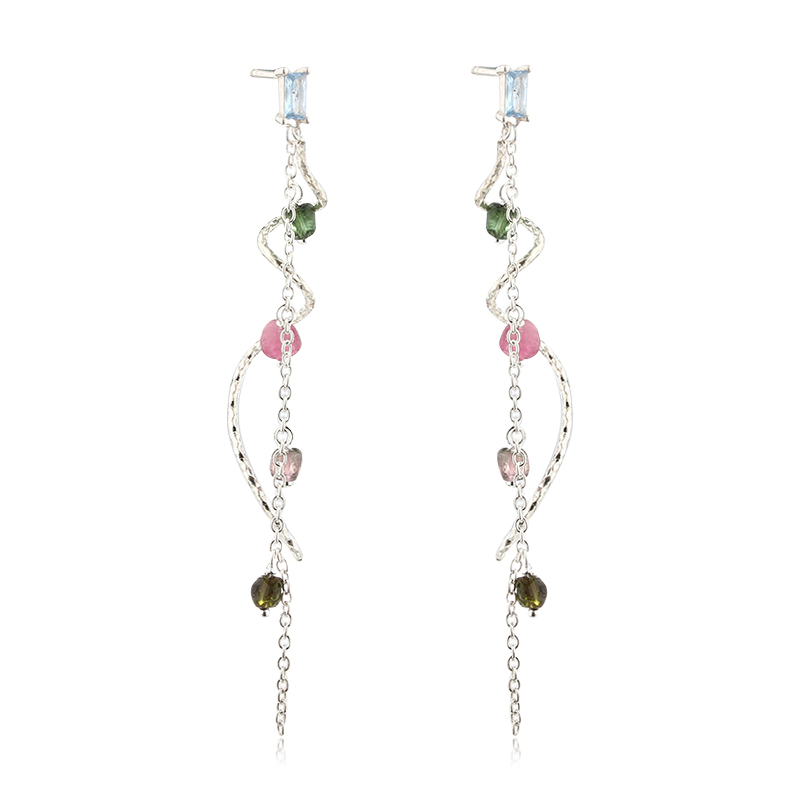 925 Sterling Silver Pearl & Gems Stone Earrings