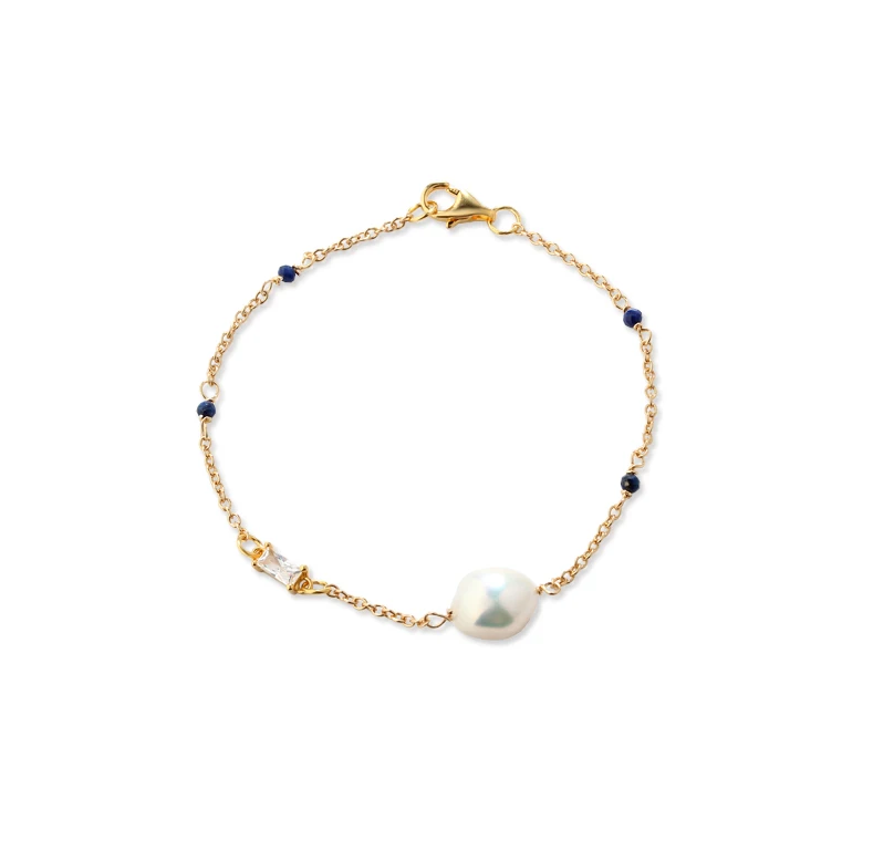 925 Sterling Silver CZ & Gemstone & Pearl Bracelet
